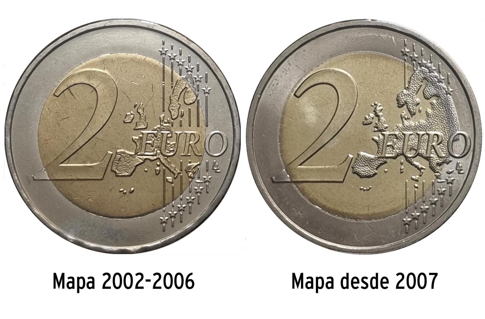 Caras comunes con el mapa antiguo a la izquierda y el actual, a la derecha