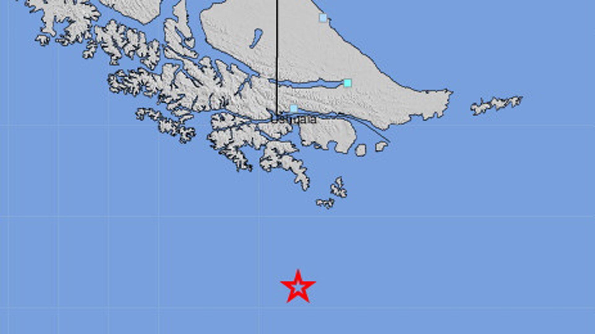 Lugar en el que se ha situado el terremoto de 7,5 grados Richter que ha sacudido el extremo austral de Chile
