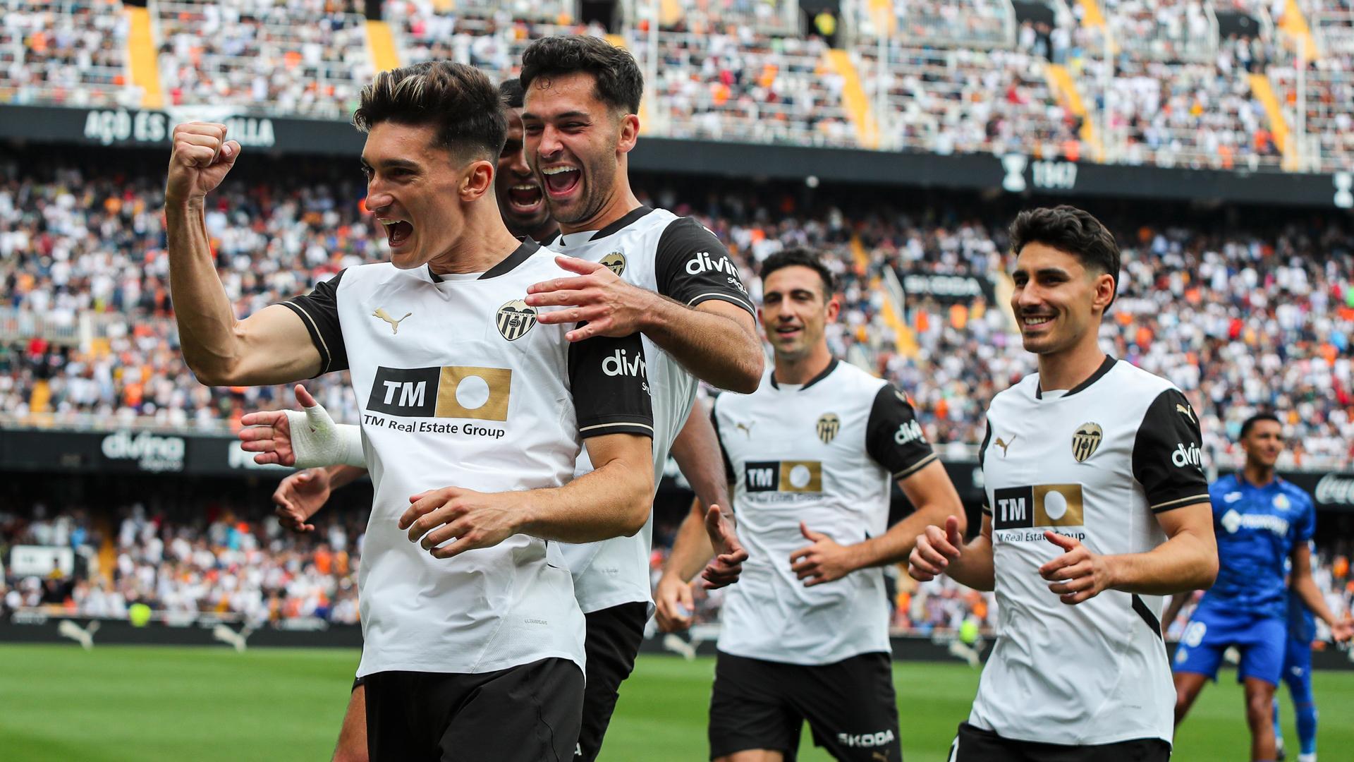 Pepelu celebra su tanto frente al Getafe