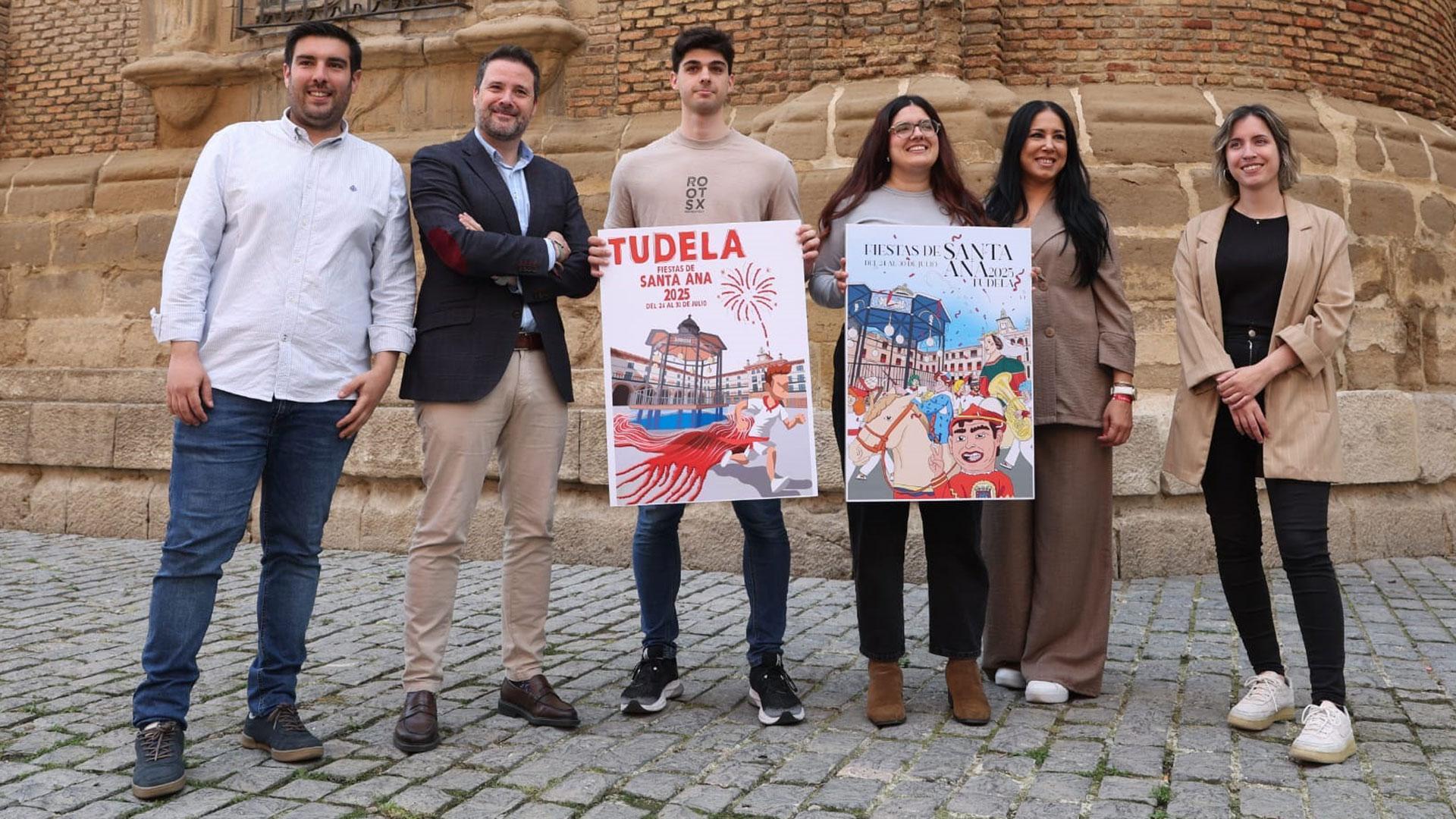 De izda. a dcha.: Martín López (concejal), Alejandro Toquero (alcalde), Adrián López (ganador), Beatriz Lostado (accésit), Verónica Gormedino (concejala) y Eva Eliceche (concejala)