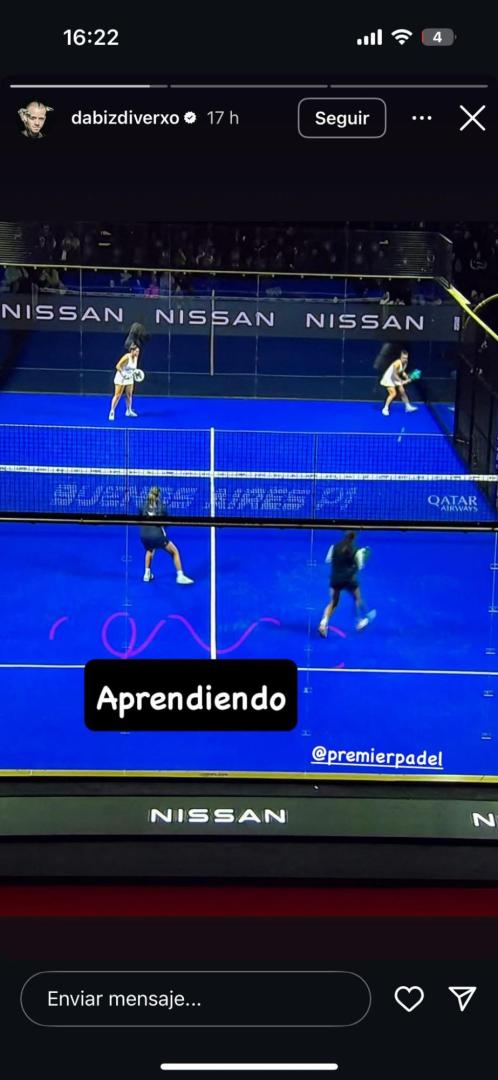 El chef Dabiz Muñoz comparte en su cuenta de instagram un momento del partido de Martina Calvo