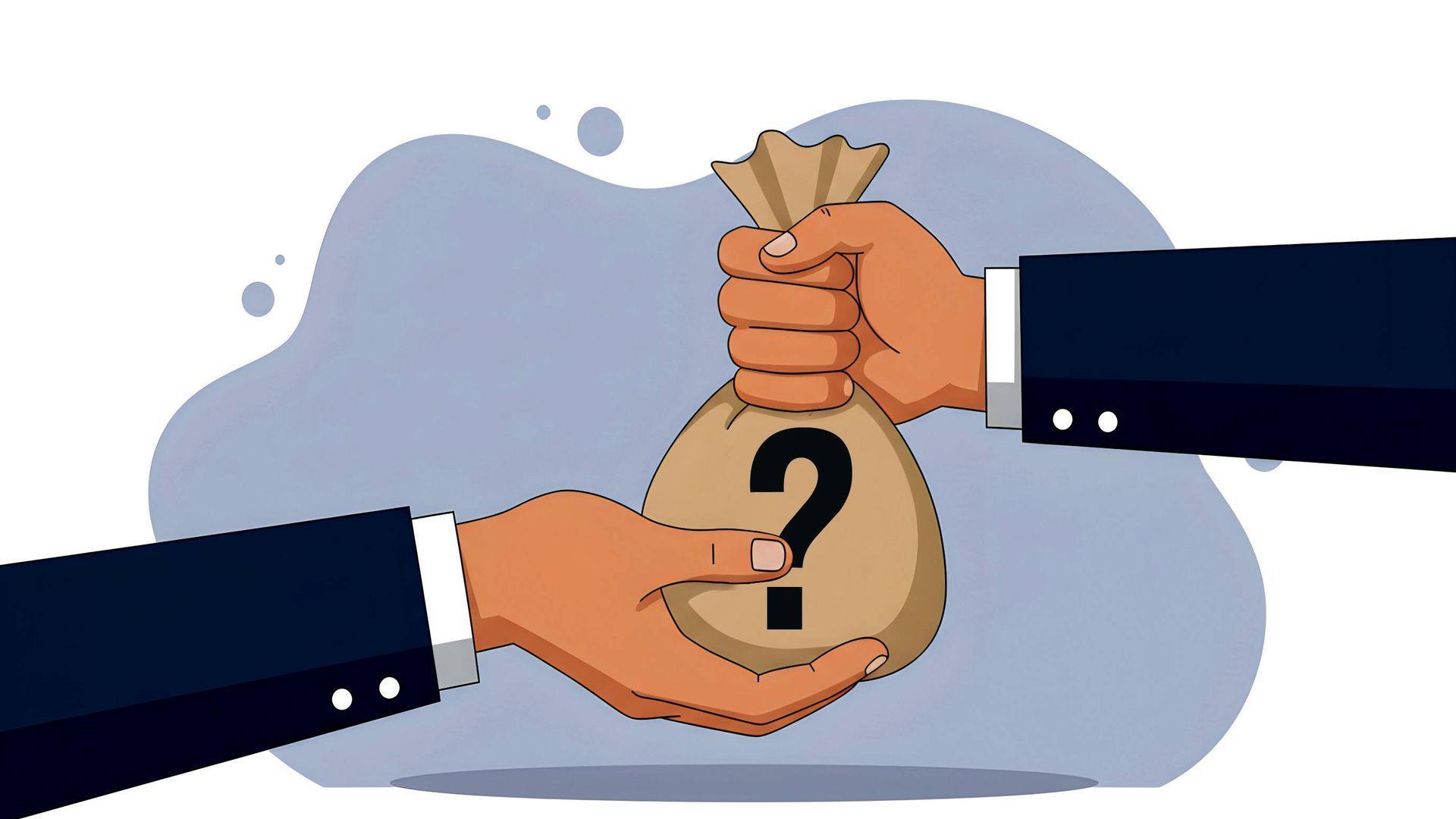 Ilustración de dos personas intercambiando dinero