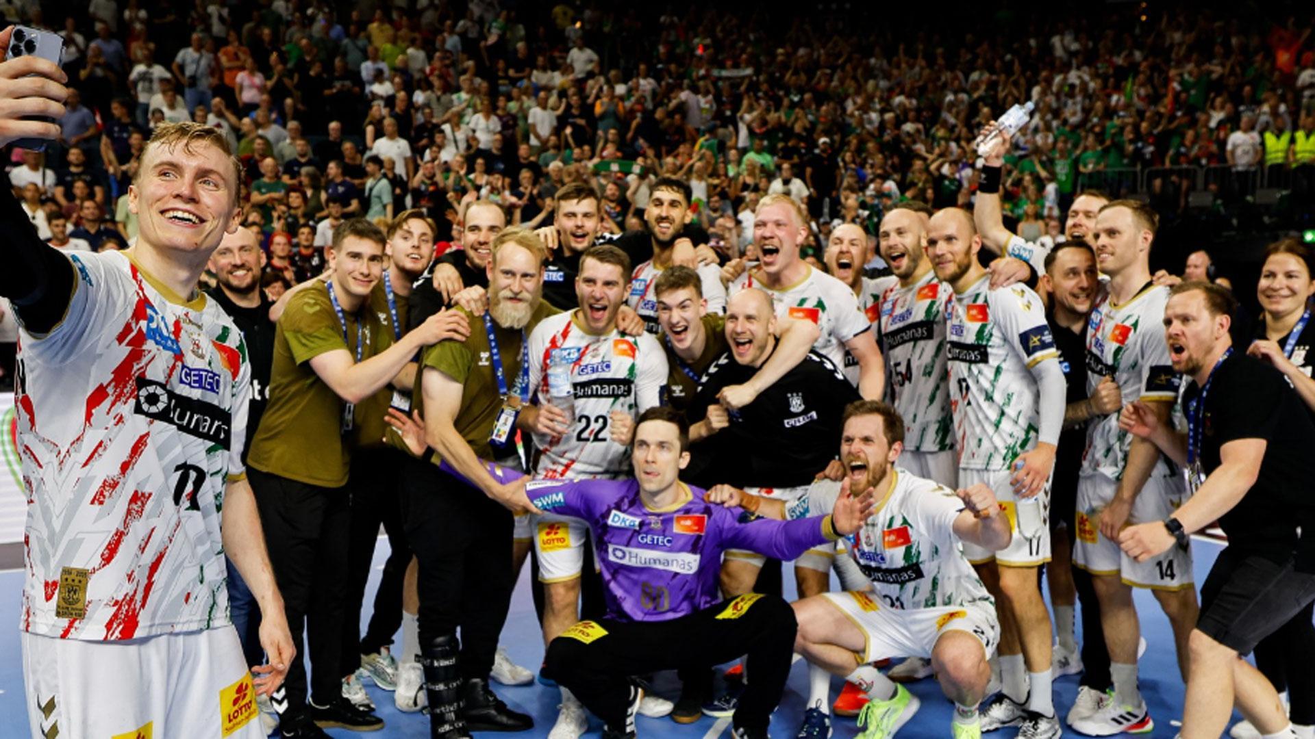 Foto de celebración del Magdeburg del pase a la final de la Liga de Campeones publicada en sus redes sociales