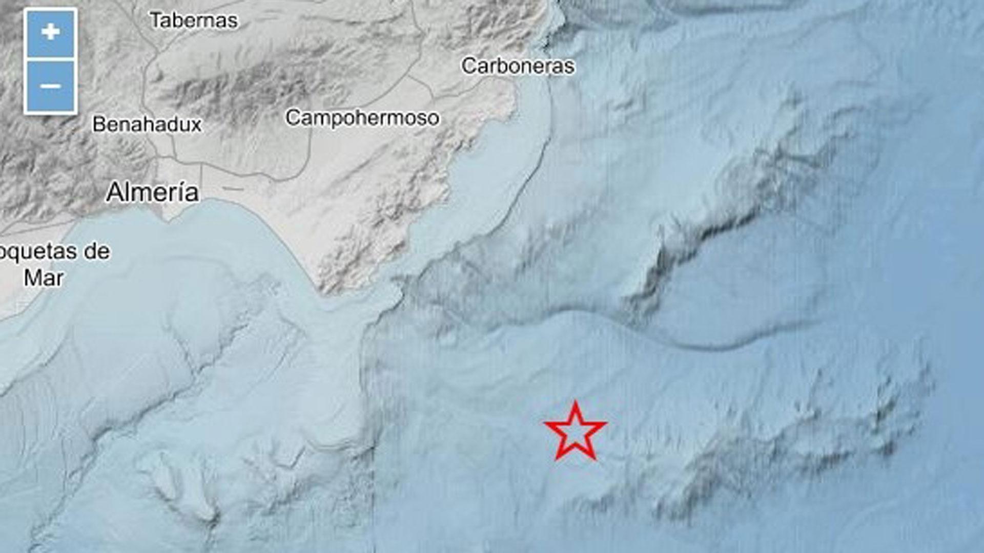 Terremoto de 5,5 registrado por el Instituto Geográfico Nacional (IGN) en la costa de Almería