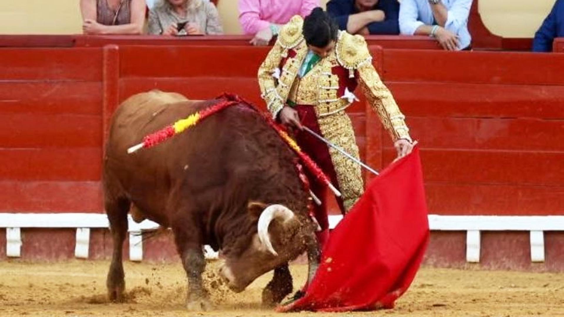 Magnífico natural de Morante en el inicio de faena al primer toro de la tarde /