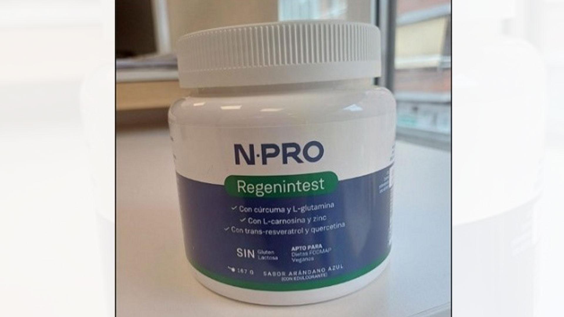 Imagen del complemento alimenticio N-PRO Regenintest sobre el que se ha lanzado una alerta por exceso de zinc
