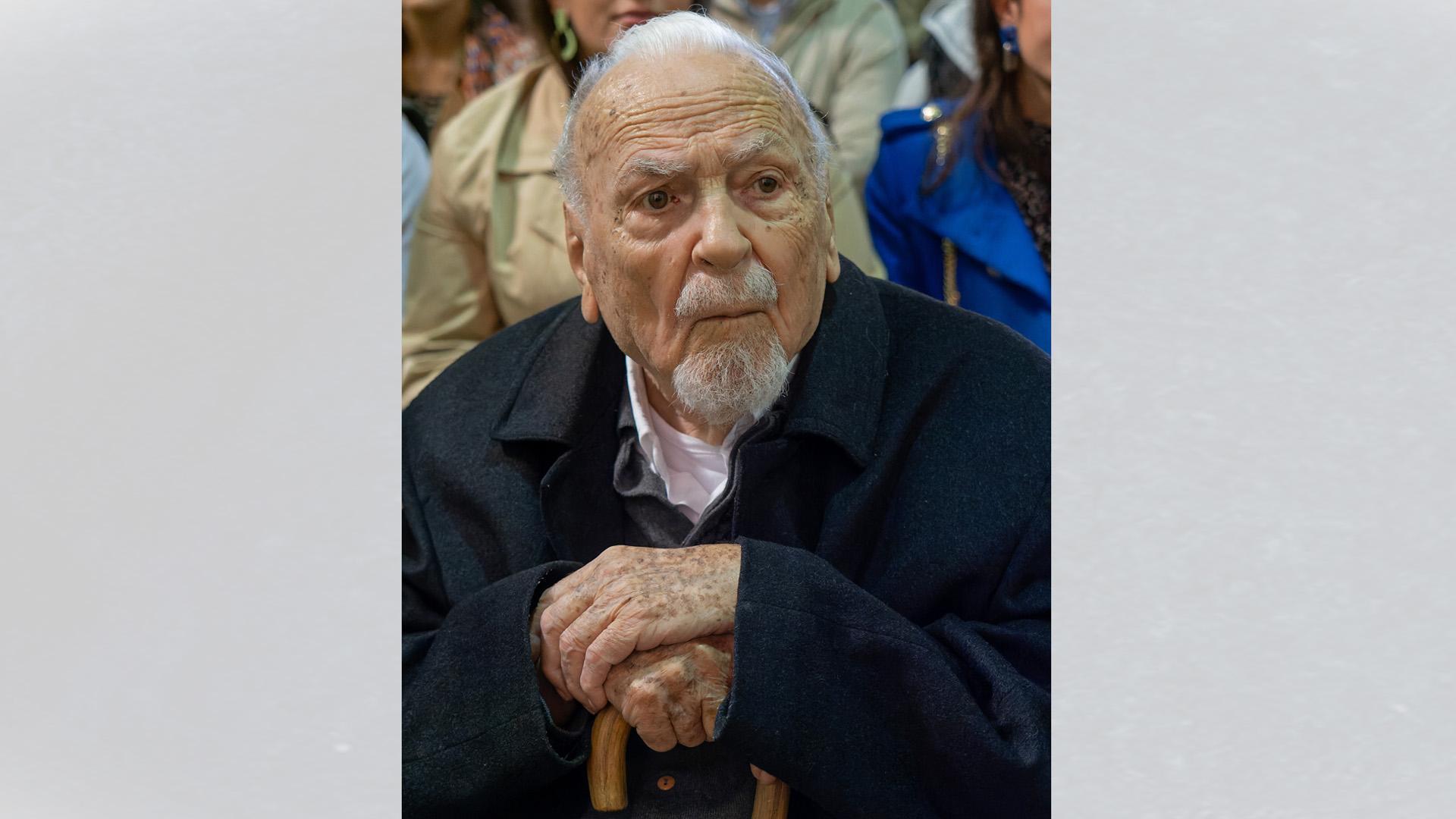 Antonio Oteiza, en el acto de colocación de la primera piedra del Museum