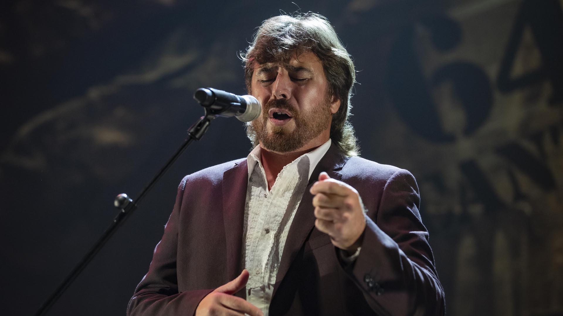 Gregorio Moya, durante la final del Festival Internacional del Cante de las Minas de La Unión