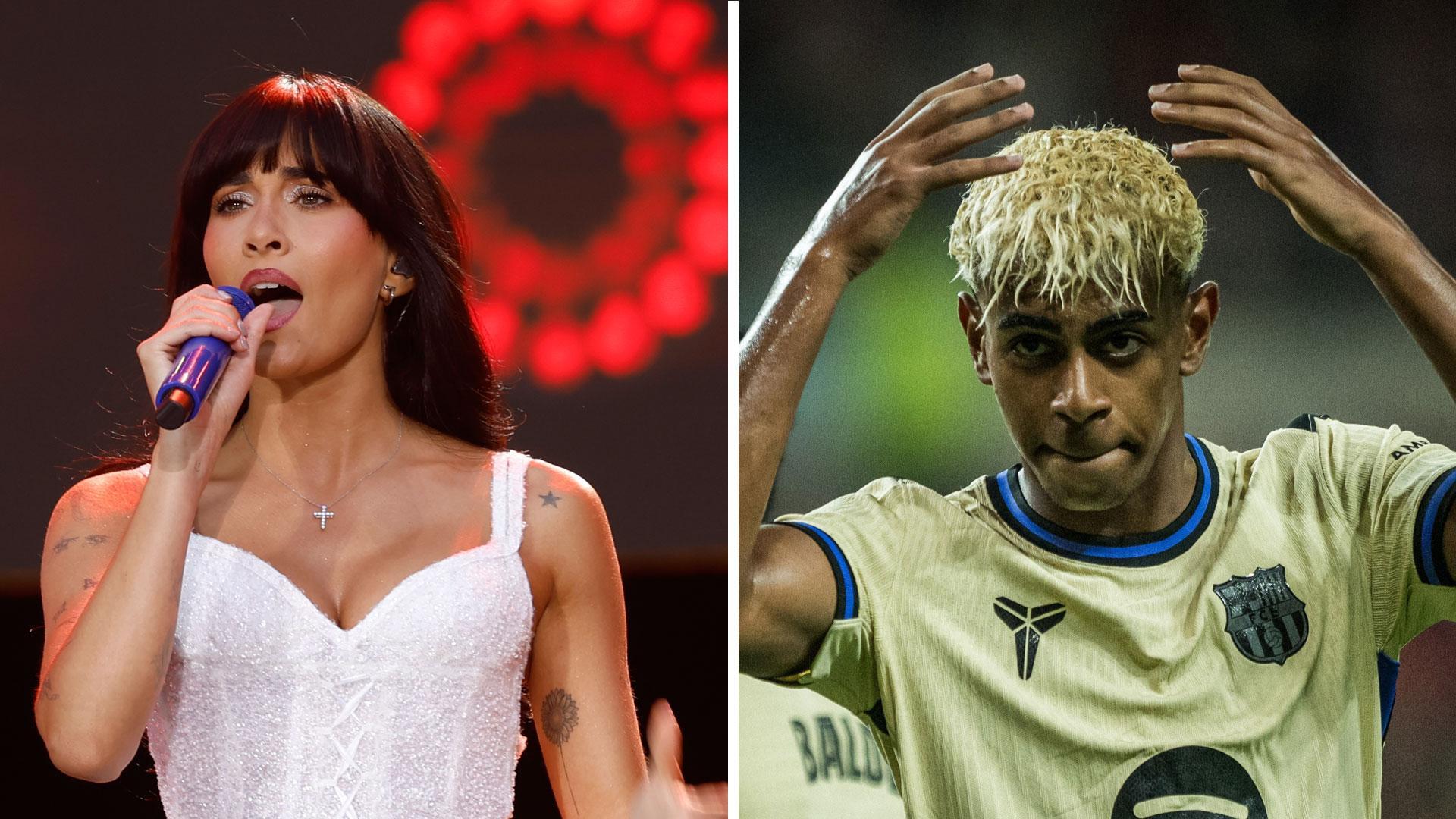 La cantante Aitana, a la izda. y el futbolista Lamine Yamal, a la derecha.
