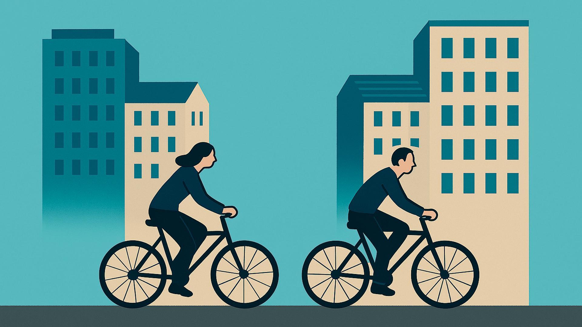 Ilustración de dos personas en bici
