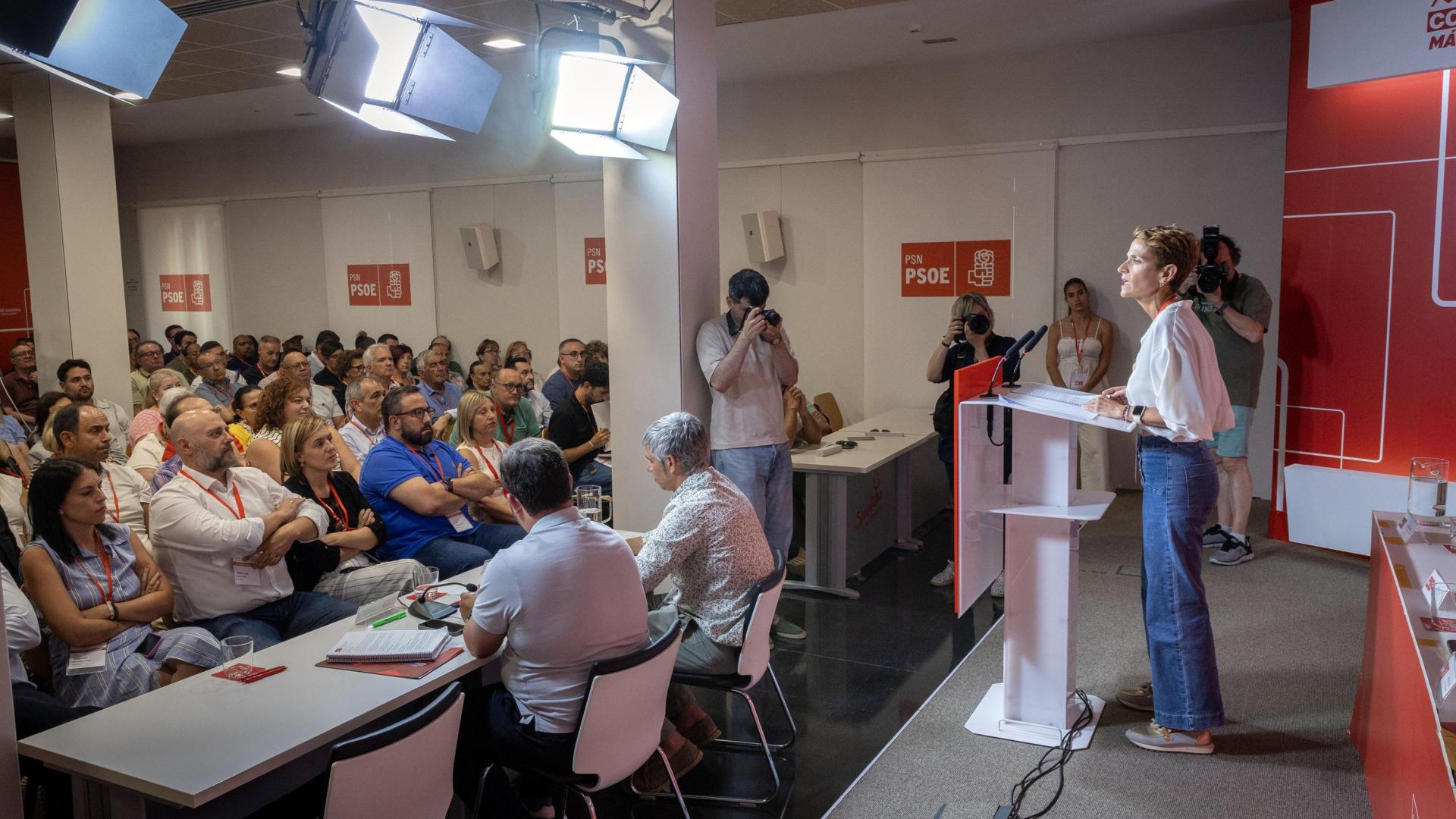 María Chivite interviene en la reunión que el comité regional del PSN celebró el pasado 21 de julio
