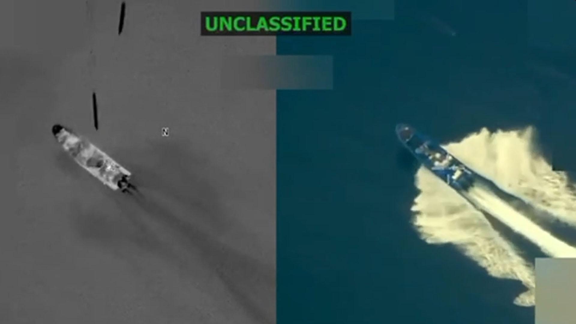 Captura de video tomado de la red social Truth Social de la cuenta @realDonaldTrump del presidente de Estados Unidos, Donald Trump, donde se ve una embarcación en el mar Caribe