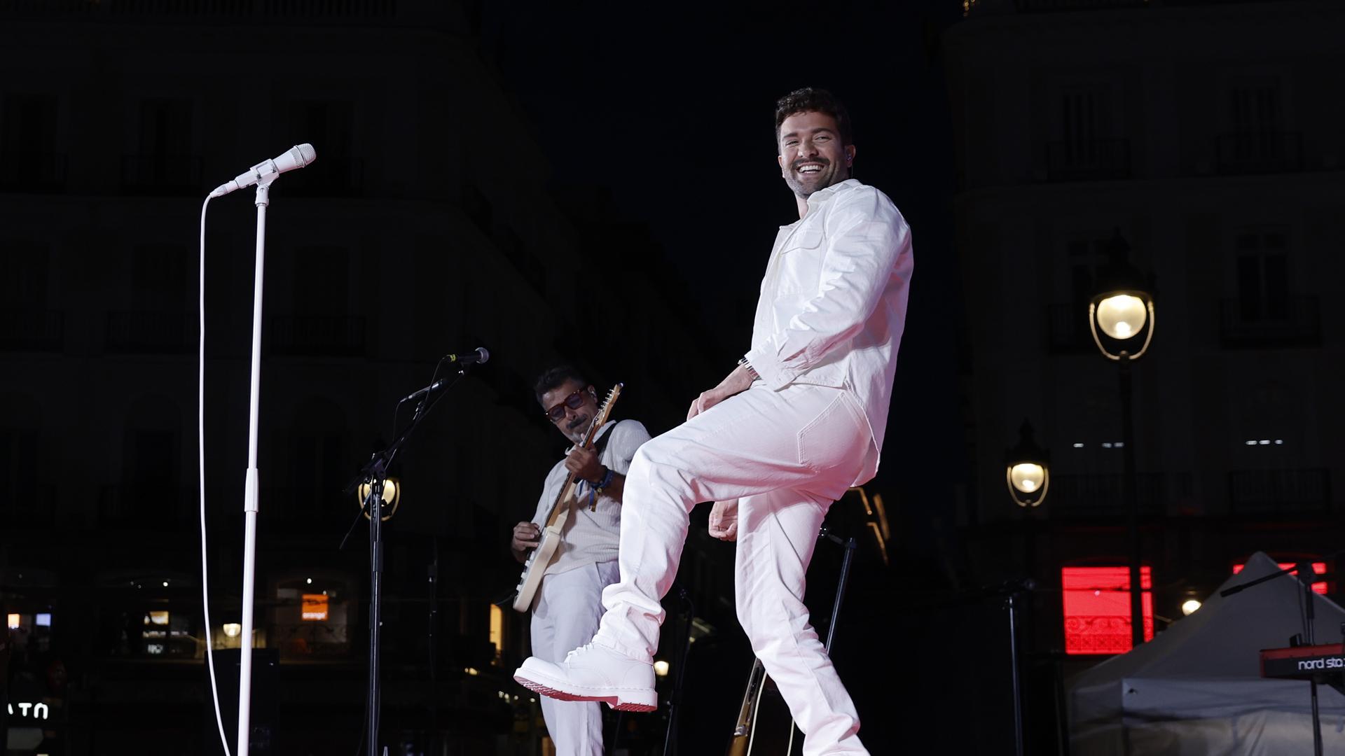 Pablo Alborán, en su actuación este martes en la Puerta del Sol