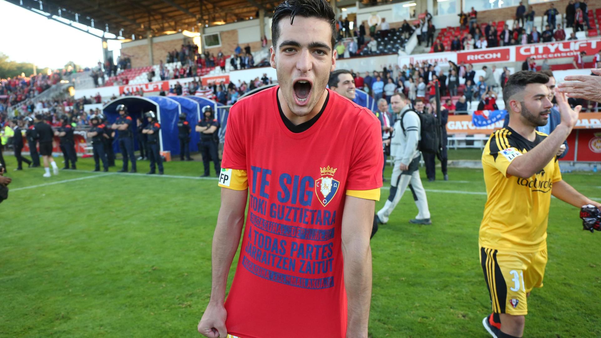 Mikel Merino, en el ascenso de Osasuna en Girona