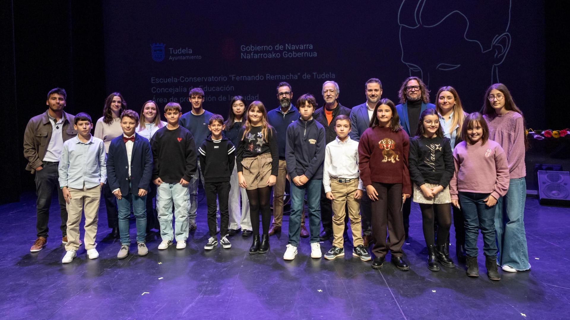Imagen de los galardonados en cada una de las categorías de los Premios Fernando Remacha de la Escuela-Conservatorio de Tudela