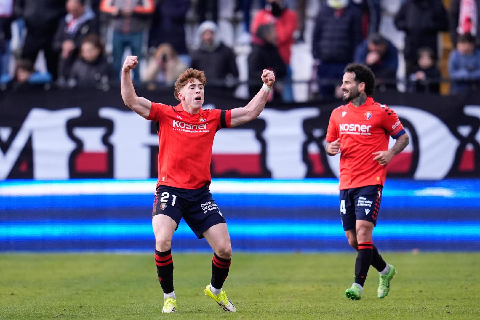 Víctor Muñoz celebra el 1-2 contra el Rayo Vallecano