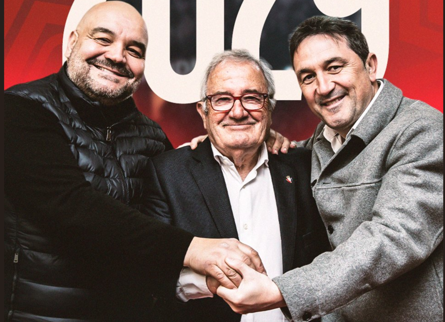 Cata, Sabalza y Braulio, en una imagen difundida por el club