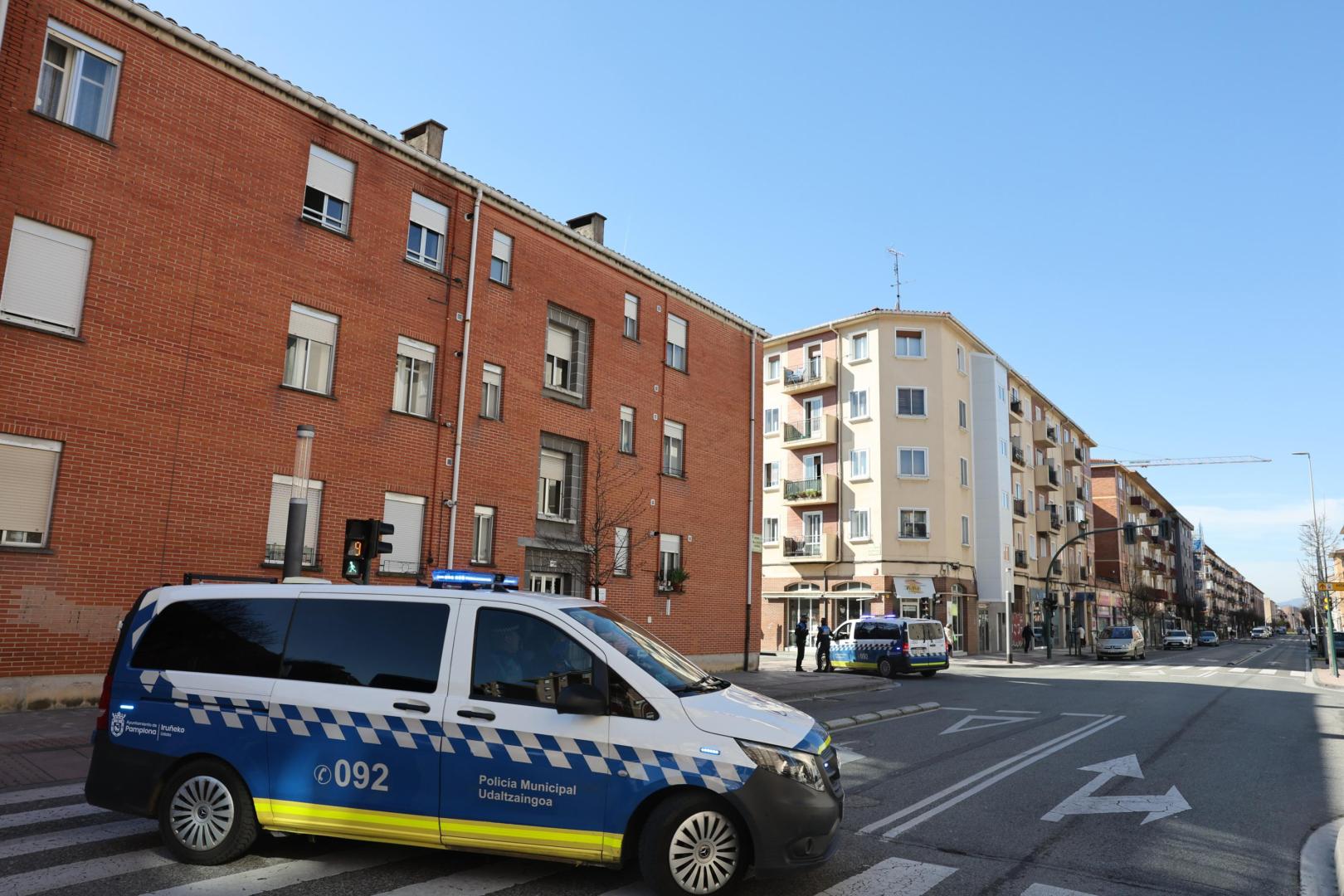 Intervención de la Policía Municipal de Pamplona este martes por la mañana en la Rochapea.