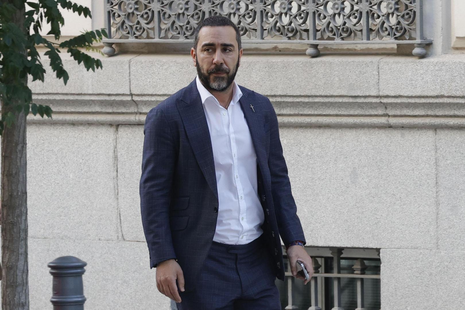 El comisionista imputado Víctor de Aldama, a su llegada a la Audiencia Nacional.
