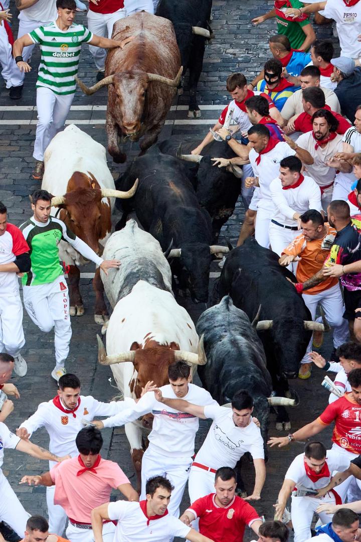 Instante en que Néstor Apolo es alcanzado por la manada.