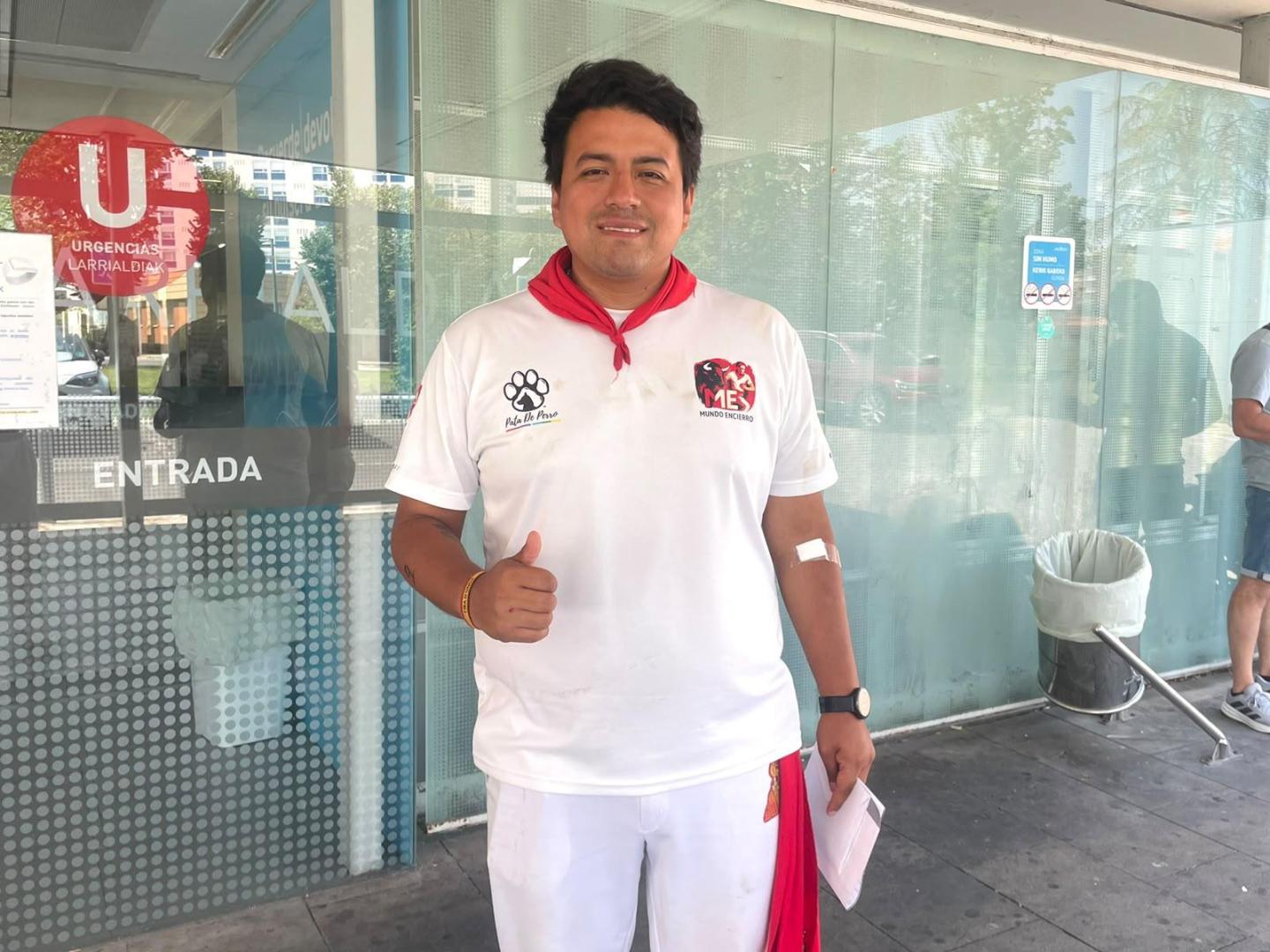 Óscar Abiud Sánchez Morales, herido en el octavo encierro