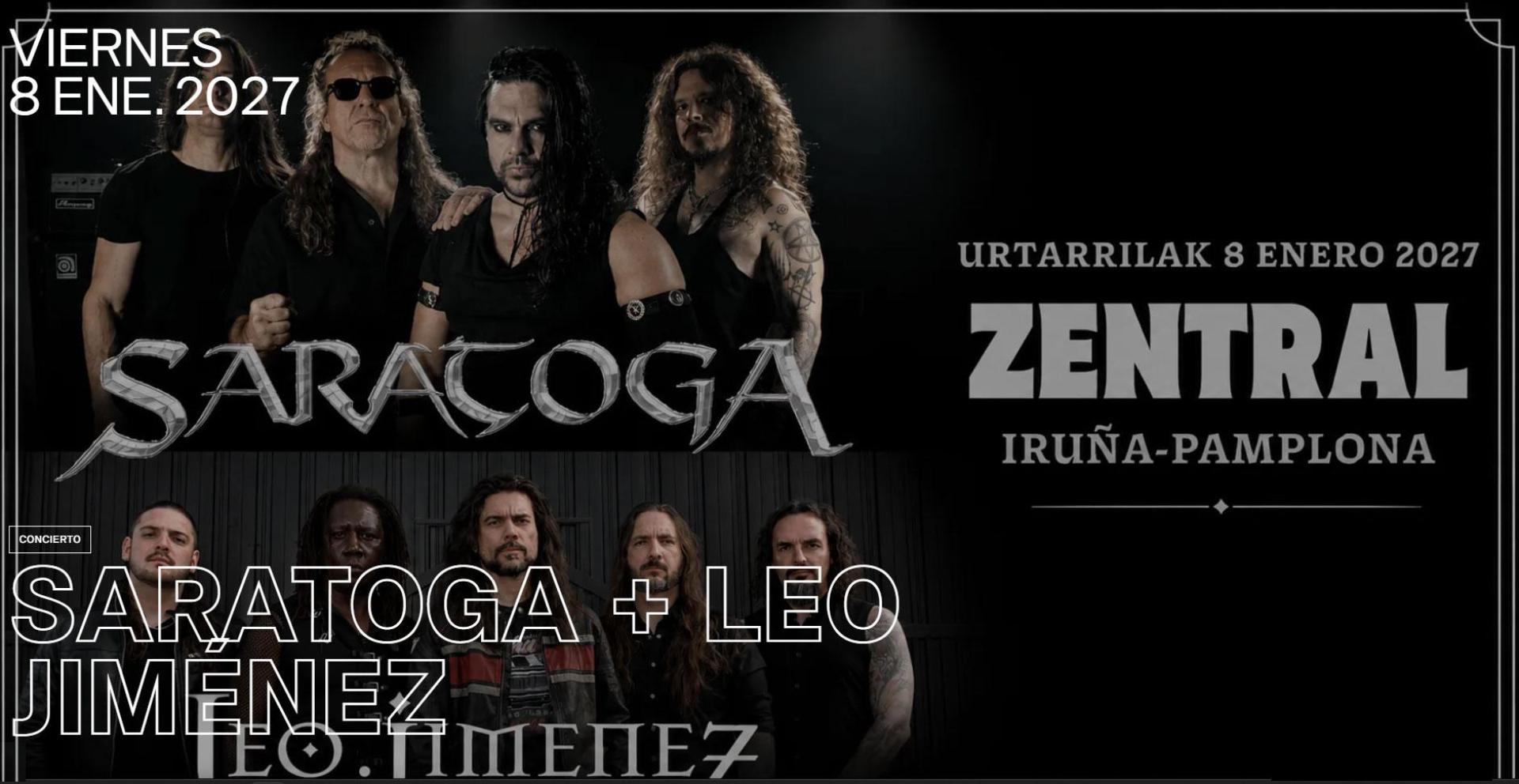Imagen promocional del concierto conjunto de Saratoga y Leo Jiménez en Pamplona