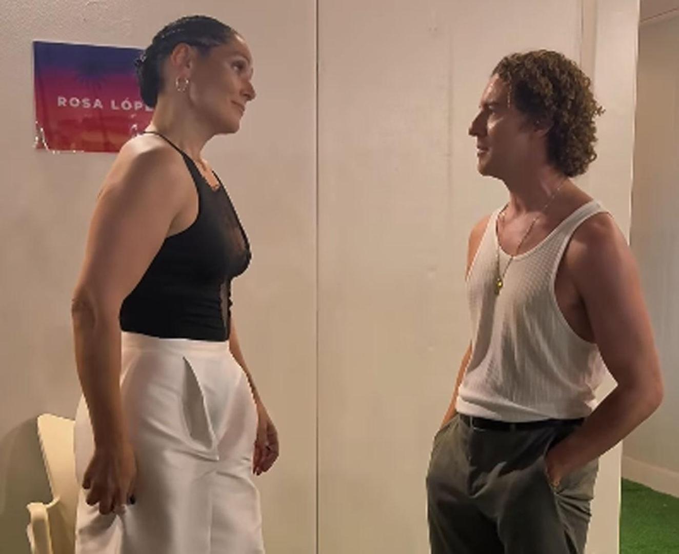 Rosa López y David Bisbal conversan tras su encuentro. Captura del vídeo publicado por la artista en Instagram