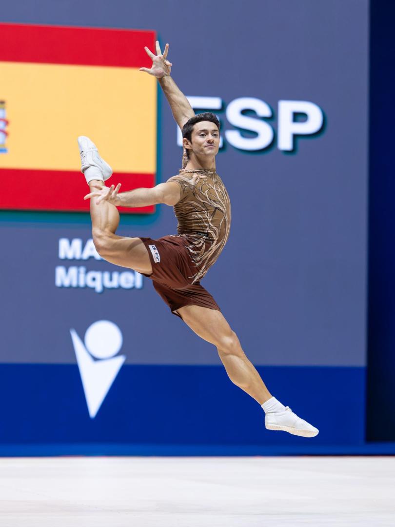 Miquel Mañé, en la final del Mundo de Gimnasia Aeróbica que lo proclamó tricampeón del Mundo