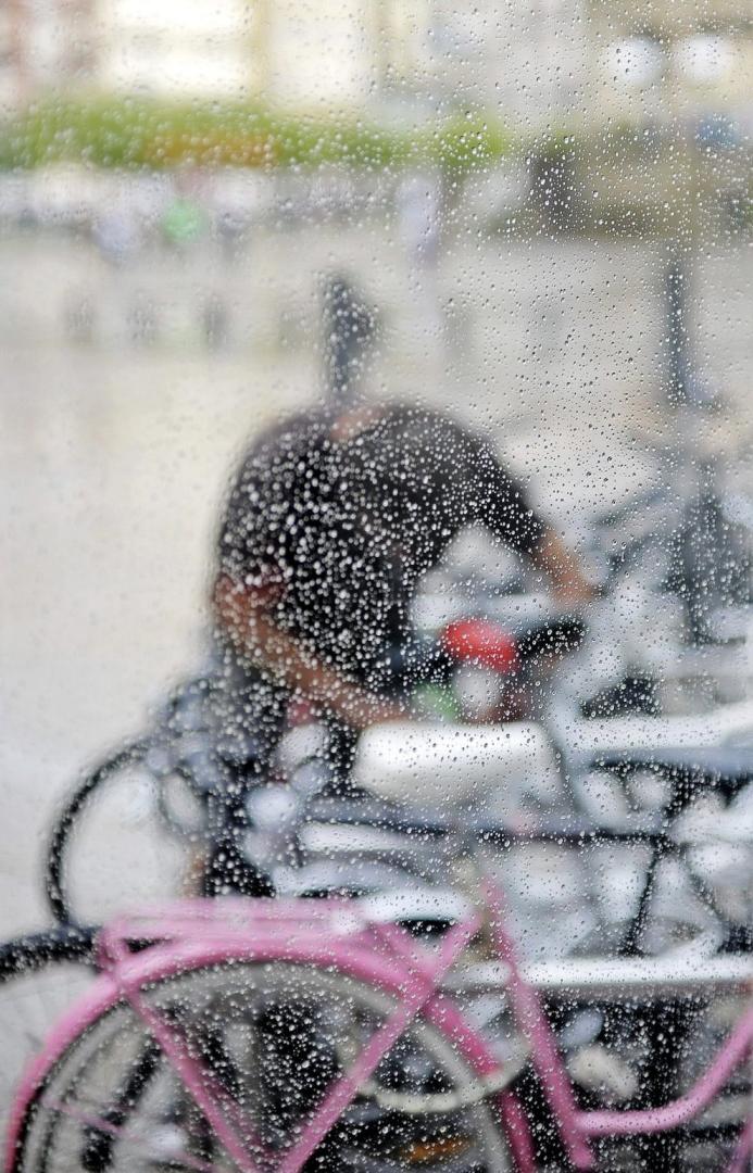 En un aparcamiento de bicis de la Plaza del Castillo, este septiembre