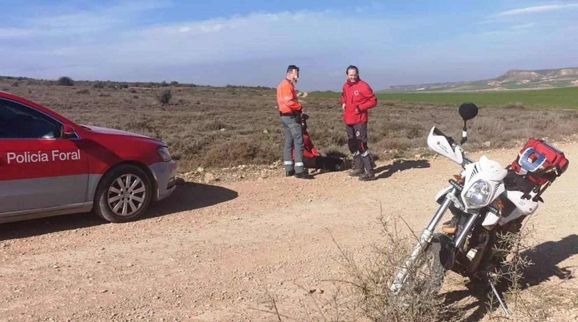 La Policía Foral atiende a un motorista herido en un accidente en Las Bardenas
