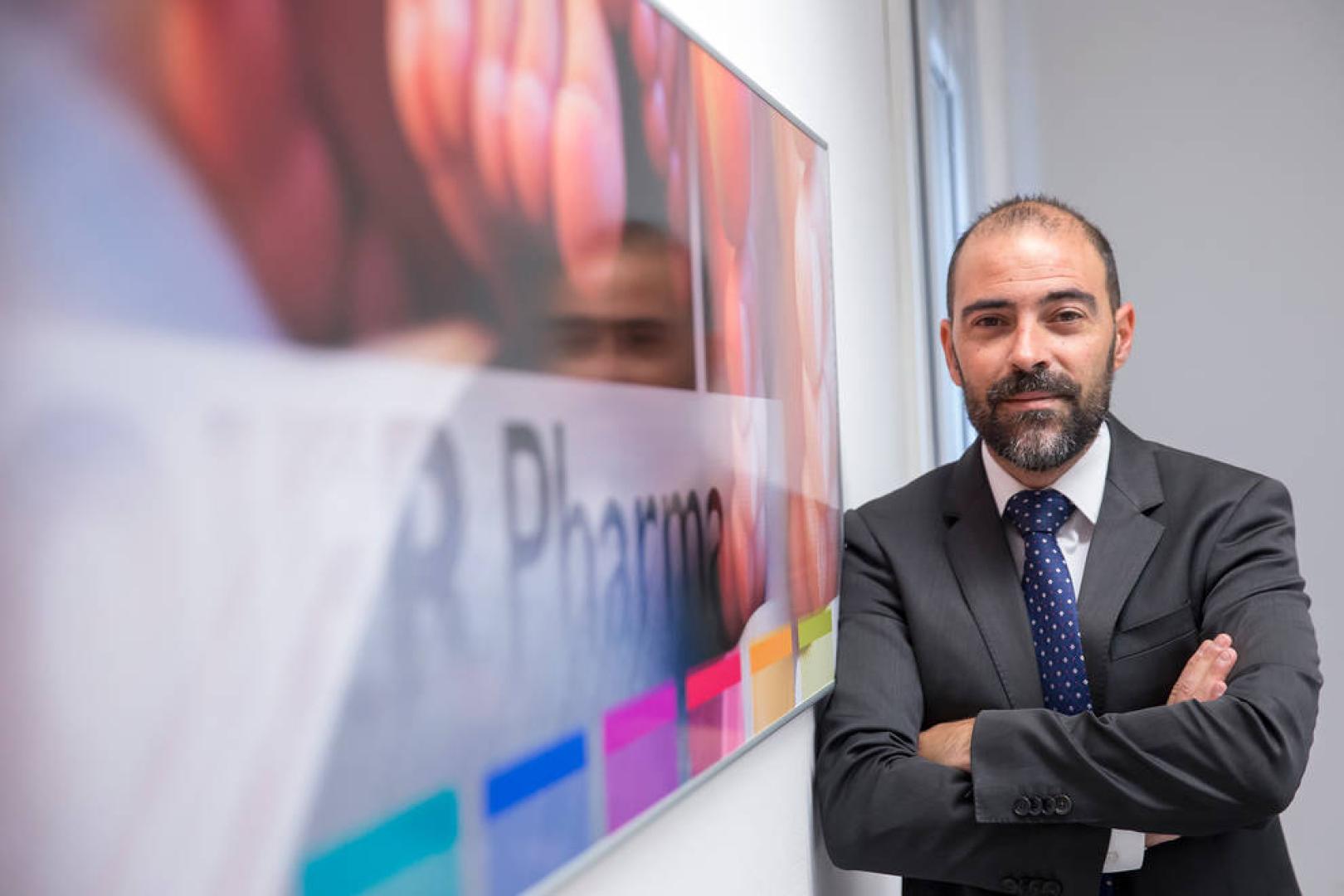 Carlos González Ojer, fundador y director general de Ojer Pharma, en las oficinas de la empresa en Pamplona, en una imagen de archivo.