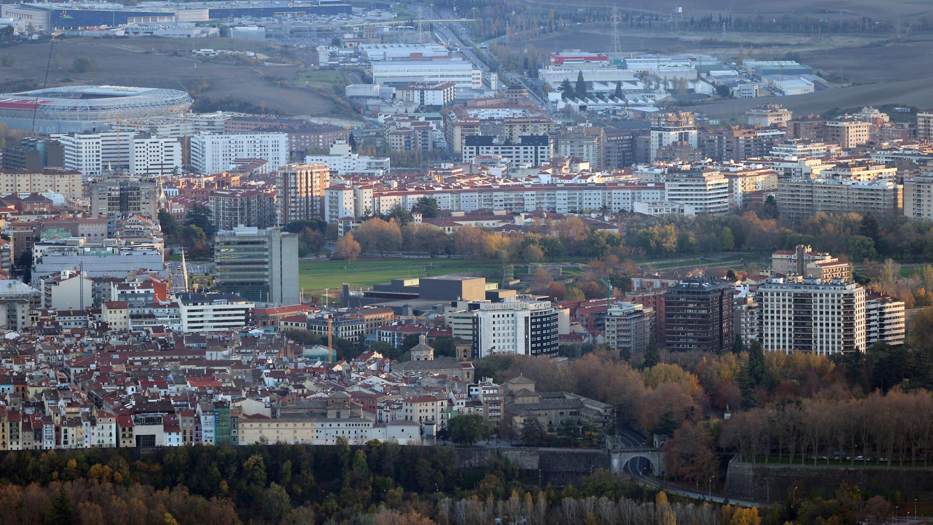 Vista aérea de Pamplona y comarca donde se concentran el grueso de las viviendas que han sido identificadas por Vivienda como deshabitadas