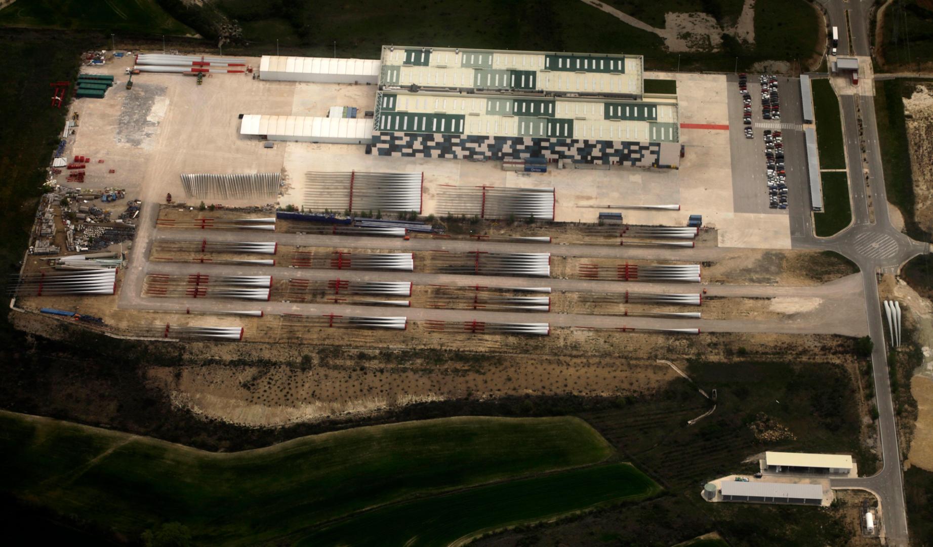 Imagen aérea de la fábrica de palas de Nordex en Lumbier
