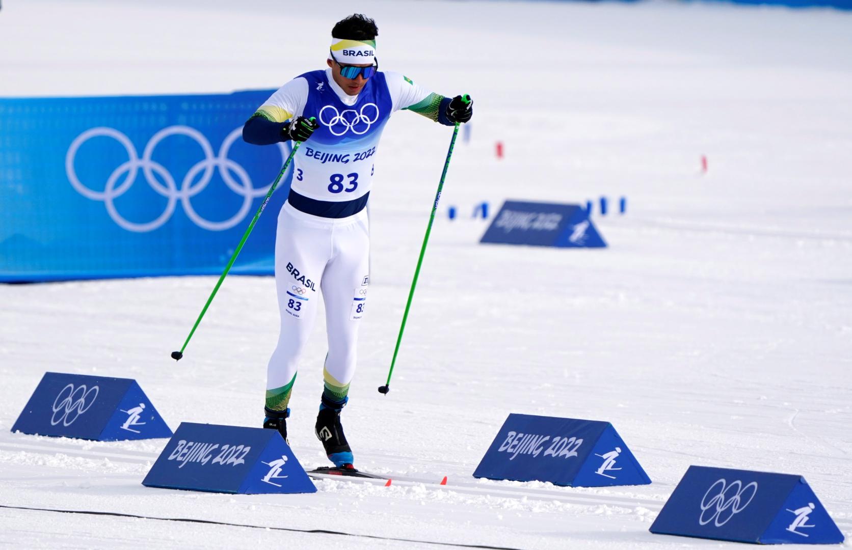 Manex Salsamendi Silva, esquiador del Pirineos de Roncal, en la prueba de 15 kilómetros