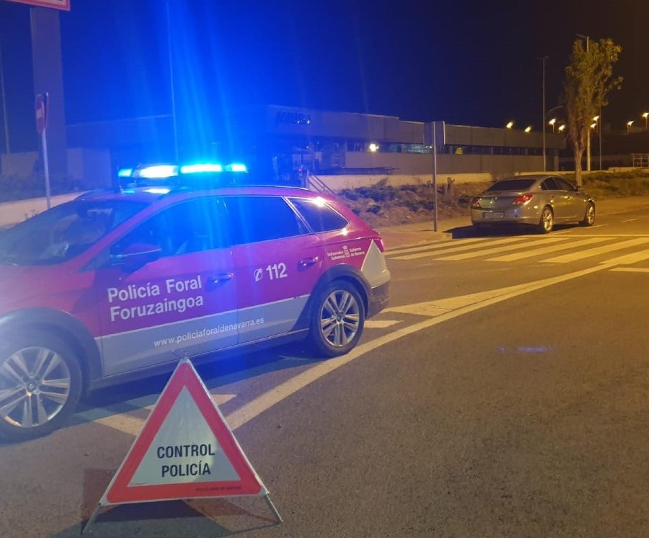 Imagen de un control de Policía Foral en Tudela