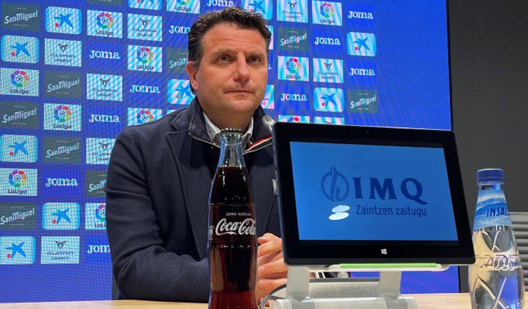 César Palacios, durante la rueda de prensa de balance de temporada del Eibar