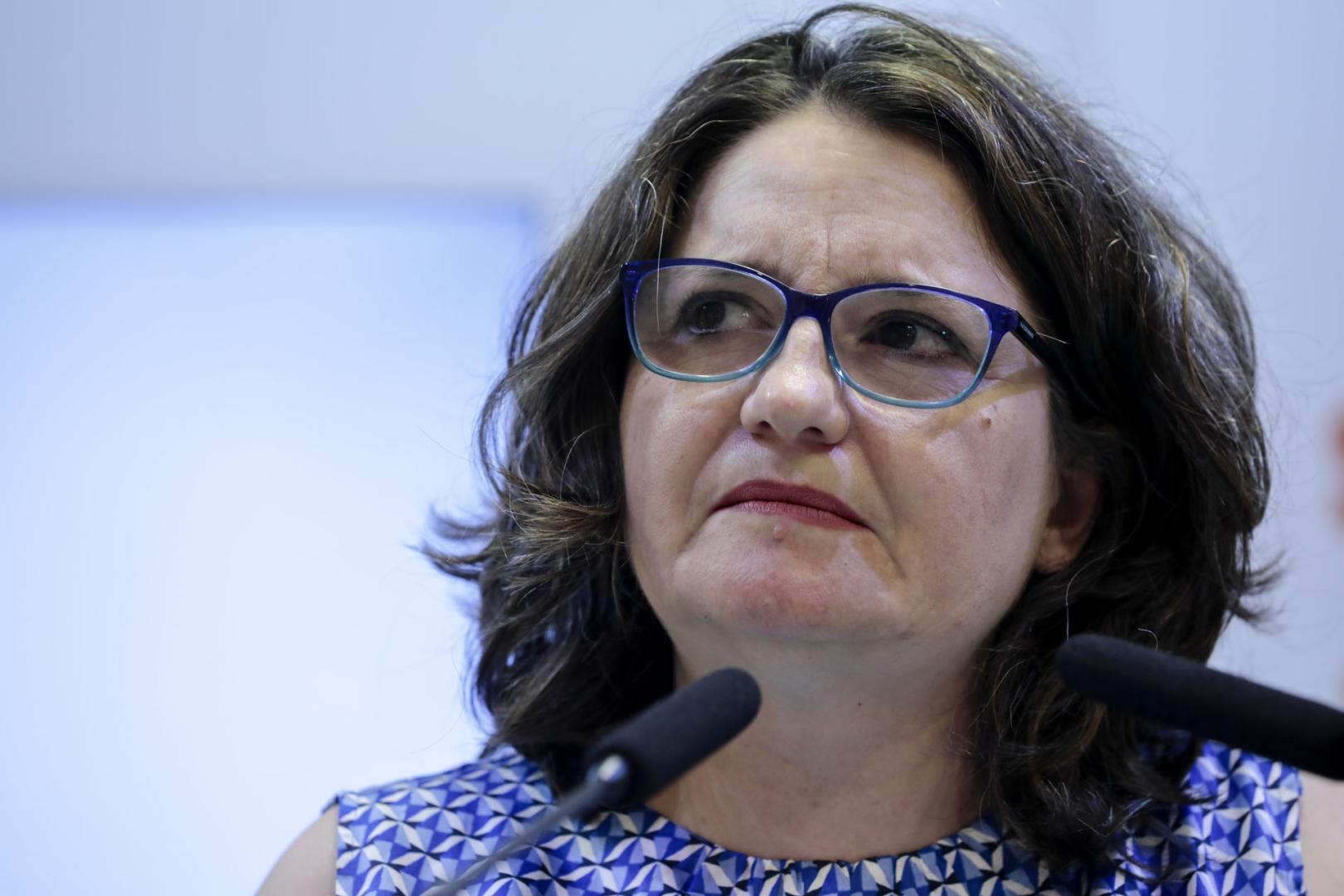 Mónica Oltra, ayer martes, cuando anunció su dimisión