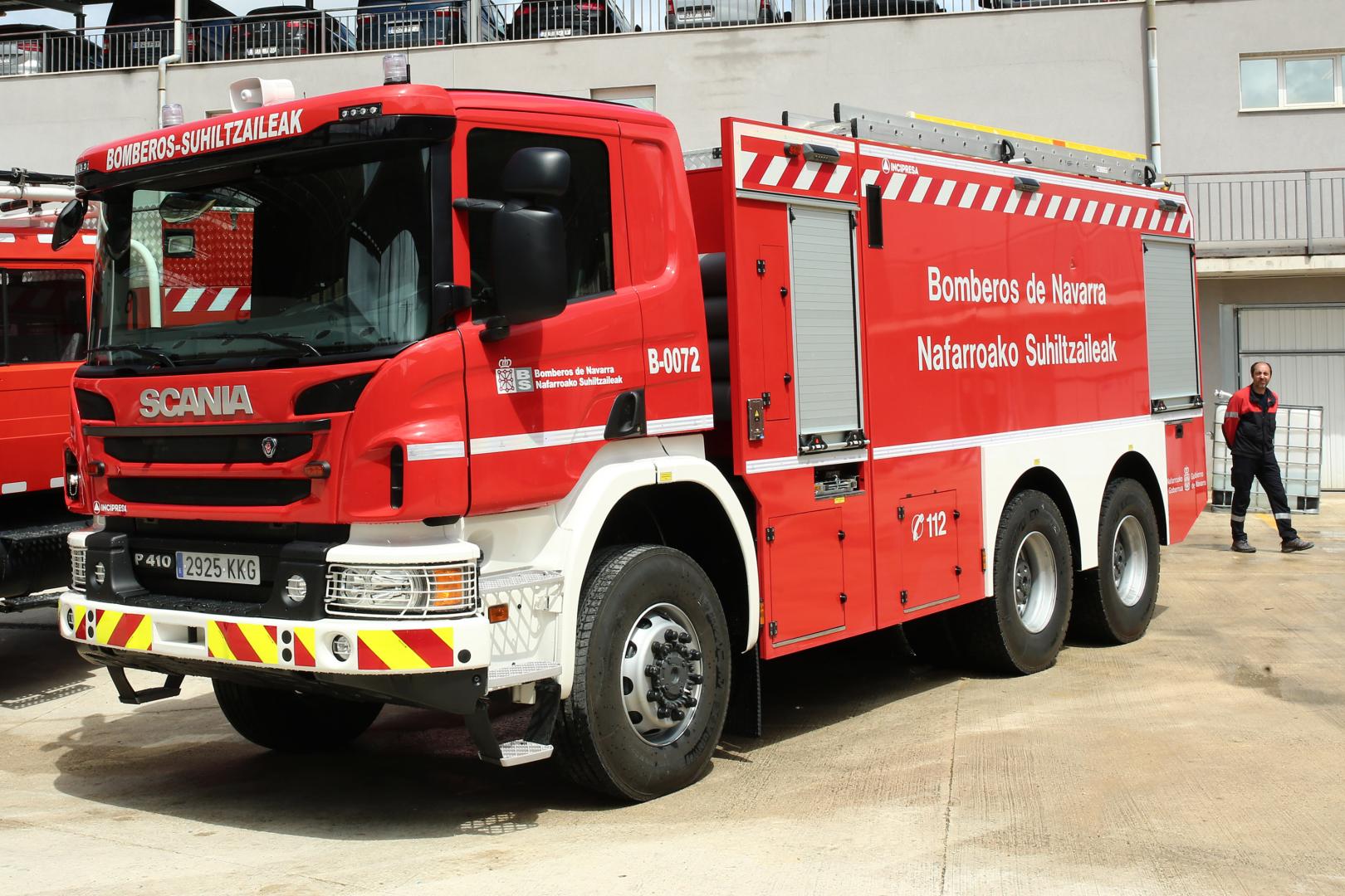 Vehículo de Bomberos en el parque de Cordovilla.
