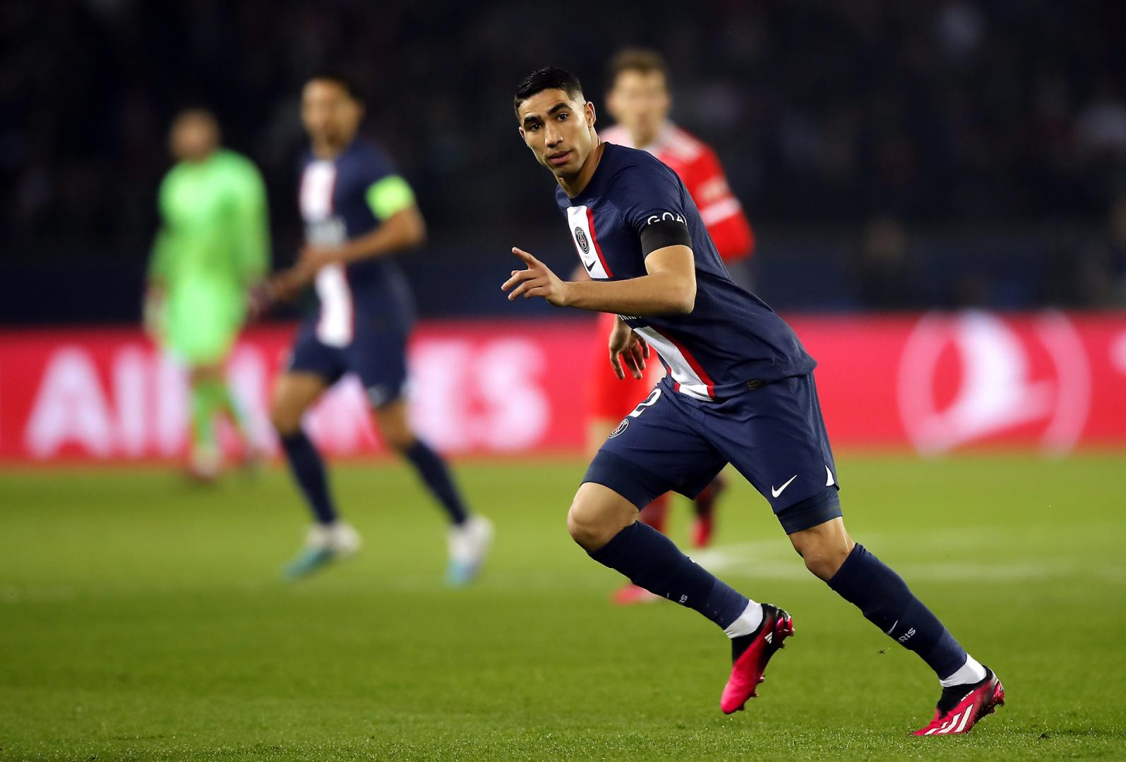Achraf Hakimi, en un partido con el Paris Saint-Germain