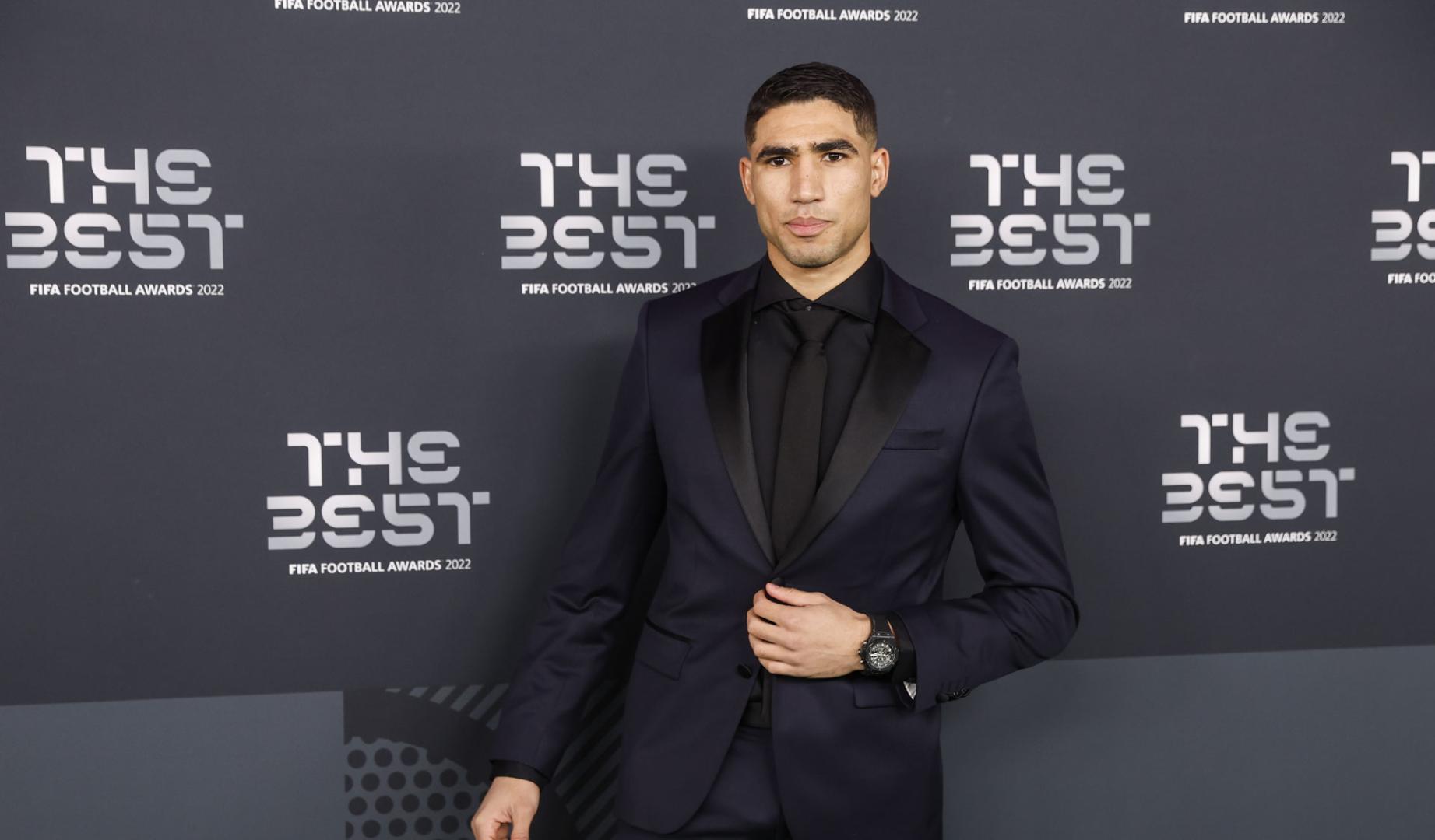 Achraf Hakimi en la gala de 'The Best'