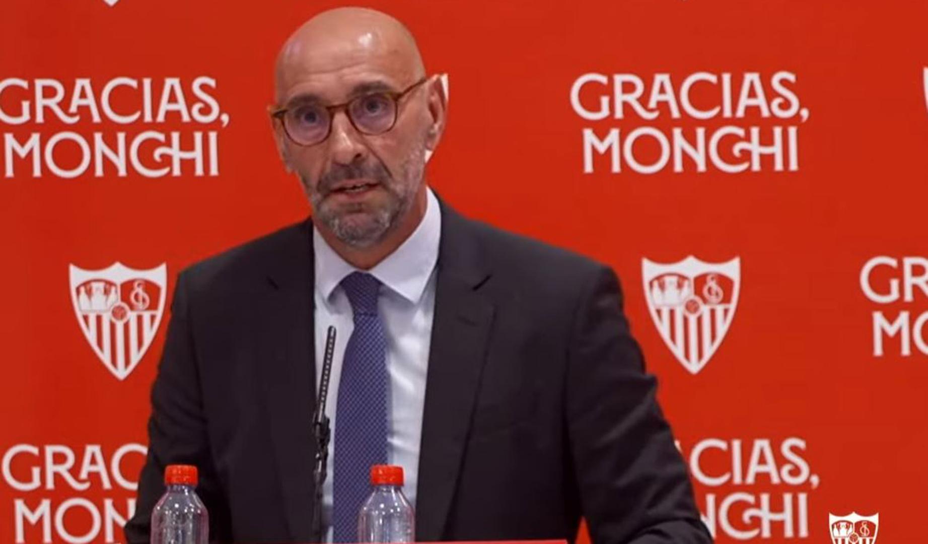 Monchi durante su acto de despedida del Sevilla