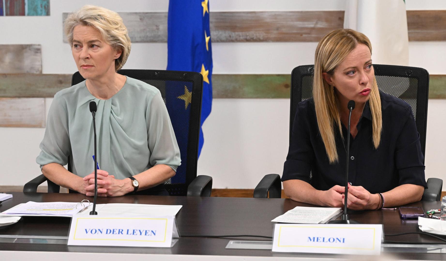 Ursula Von der Layer y Giorgia Meloni, en Lampedusa