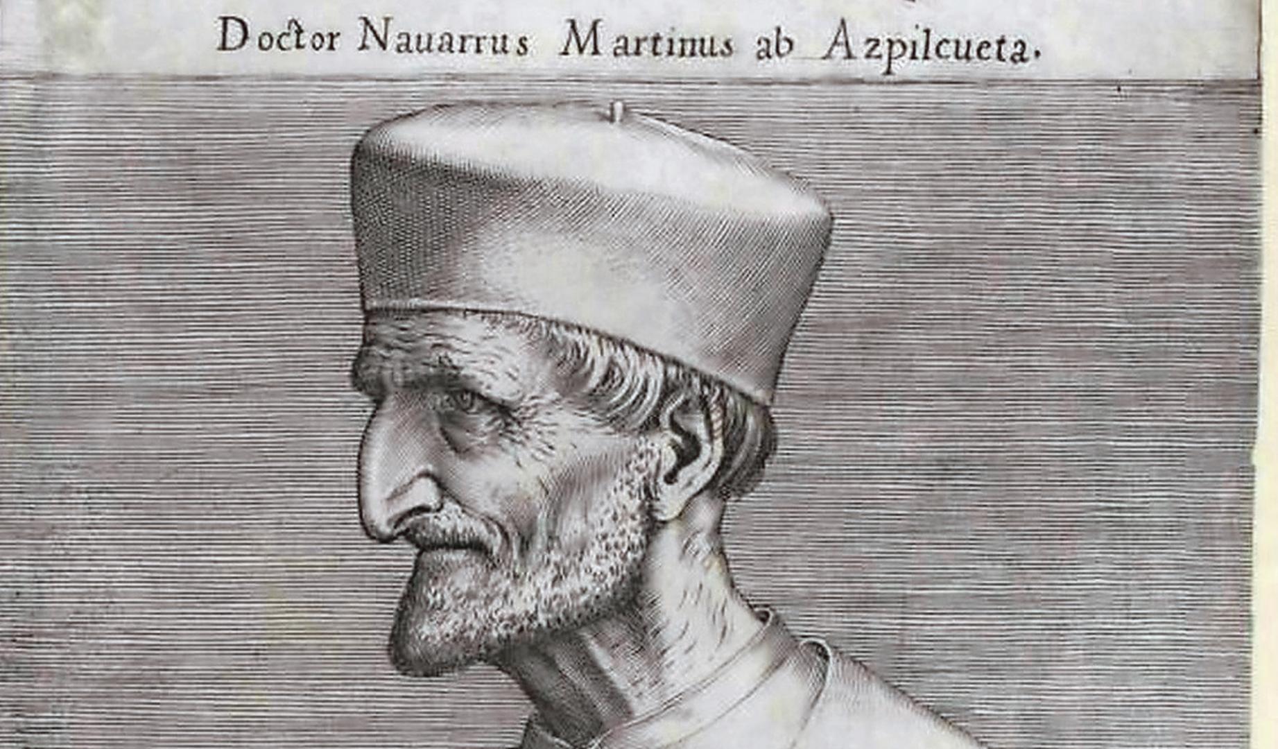 Un grabado con la imagen de Martín de Azpilcueta conservado en la Biblioteca Nacional de Austria.