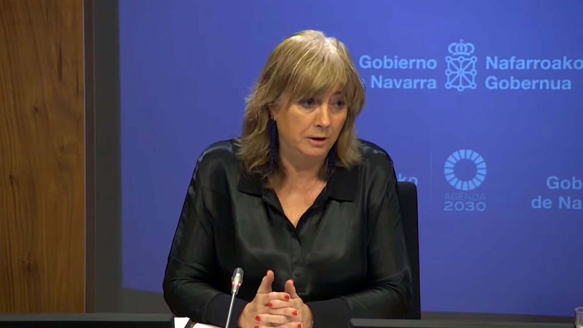 La consejera de Memoria y Convivencia, Acción Exterior y Euskera, Ana Ollo, tras la sesión semanal del Ejecutivo foral