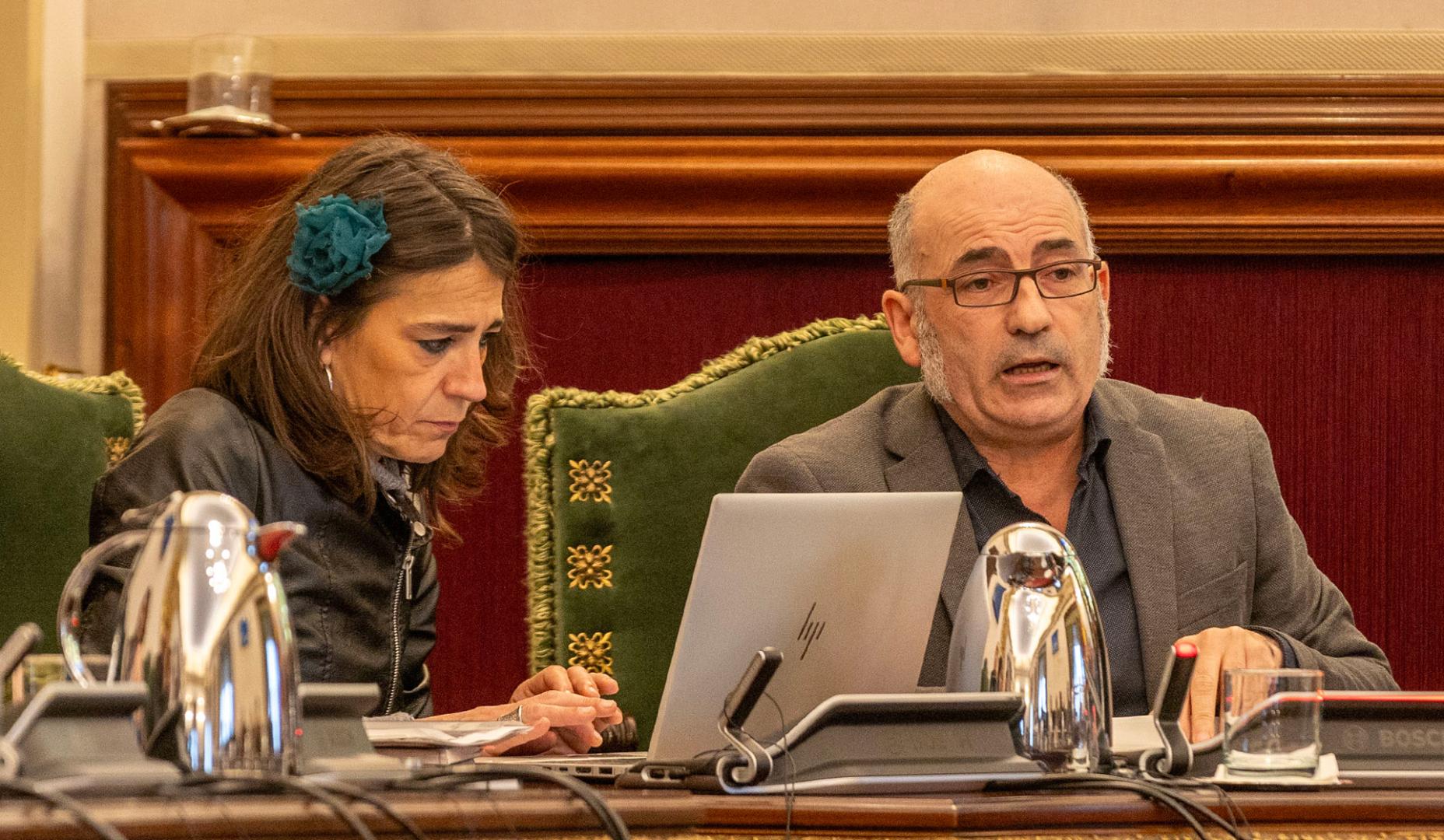 Joxe Abaurrea (EH Bildu), durante el pleno del Ayuntamiento de Pamplona