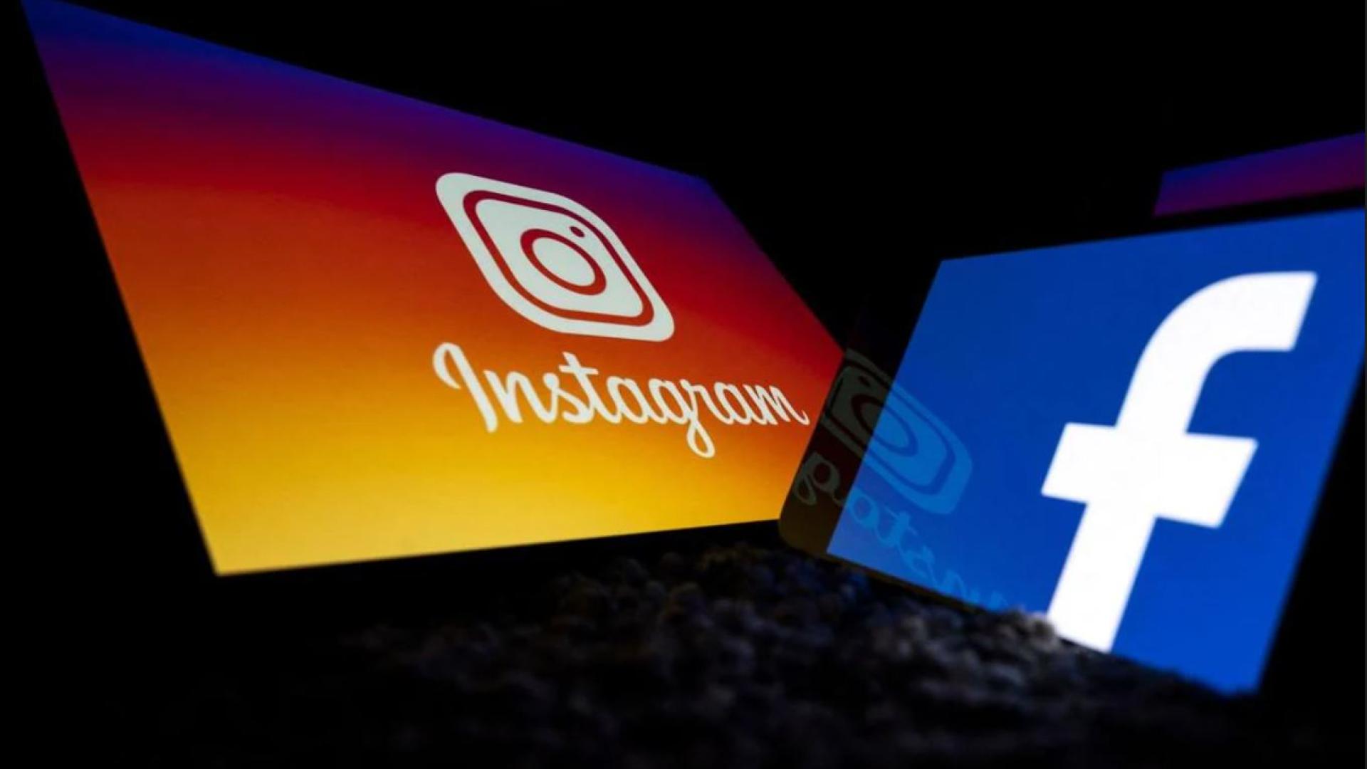 Imagen de los logos de Instagram y Facebook, plataformas de Meta