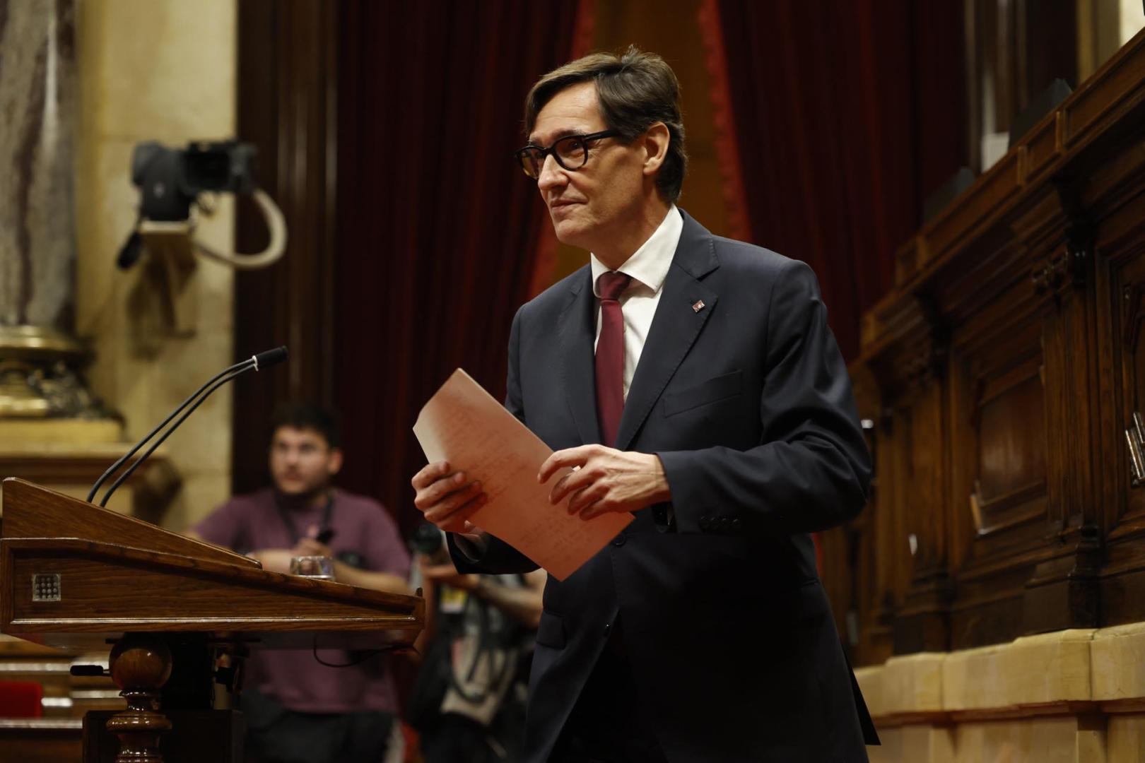 Salvador Illa, en el debate del pleno de investidura en el Parlament de Cataluña
