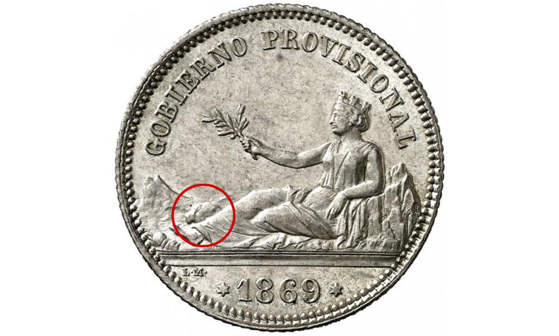 Anverso de la moneda del Gobierno Provisional con el conejo acuñado