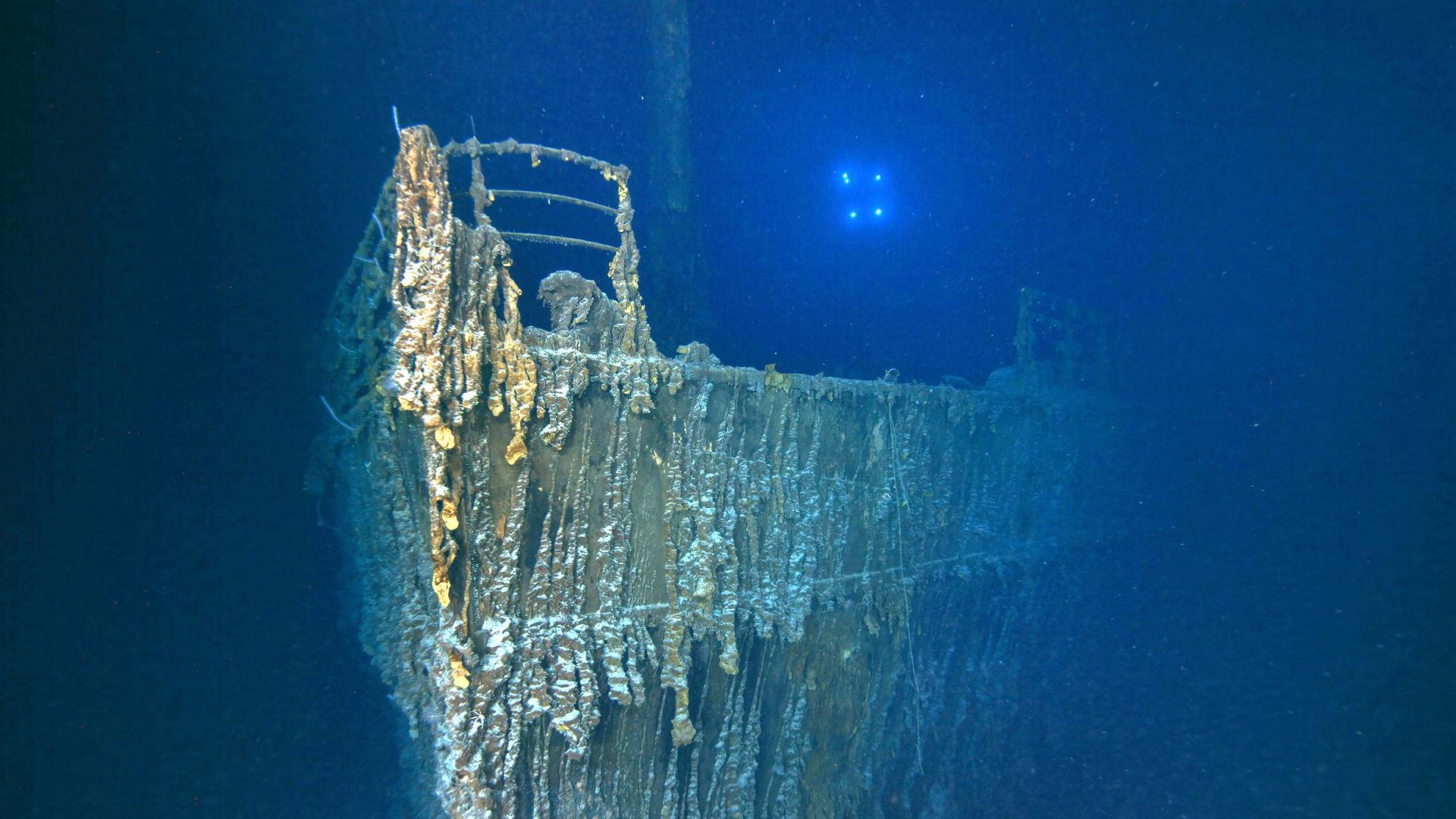 Imagen de la barandilla de cubierta del Titanic de la empresa RMS Titanic INc. que ha realizado una nueva expedición al barco