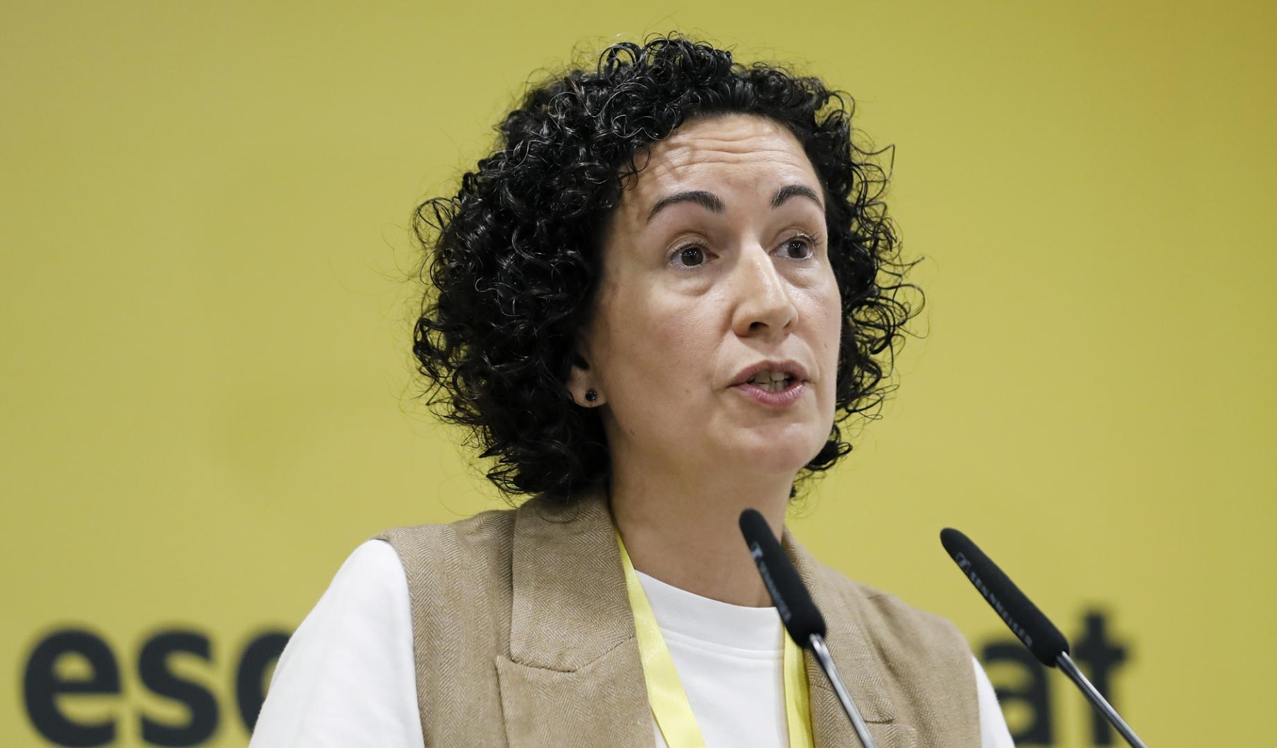 La secretaria general de ERC, Marta Rovira, durante su intervención en el inicio del Consell Nacional del partido celebrado este sábado en su sede